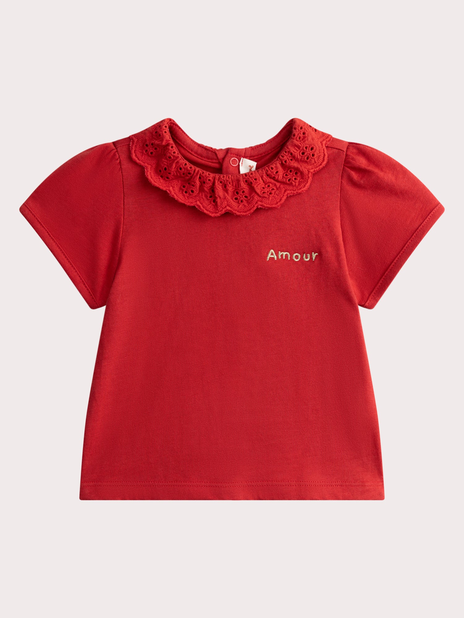 Brassière rouge manches courtes pour bébé fille