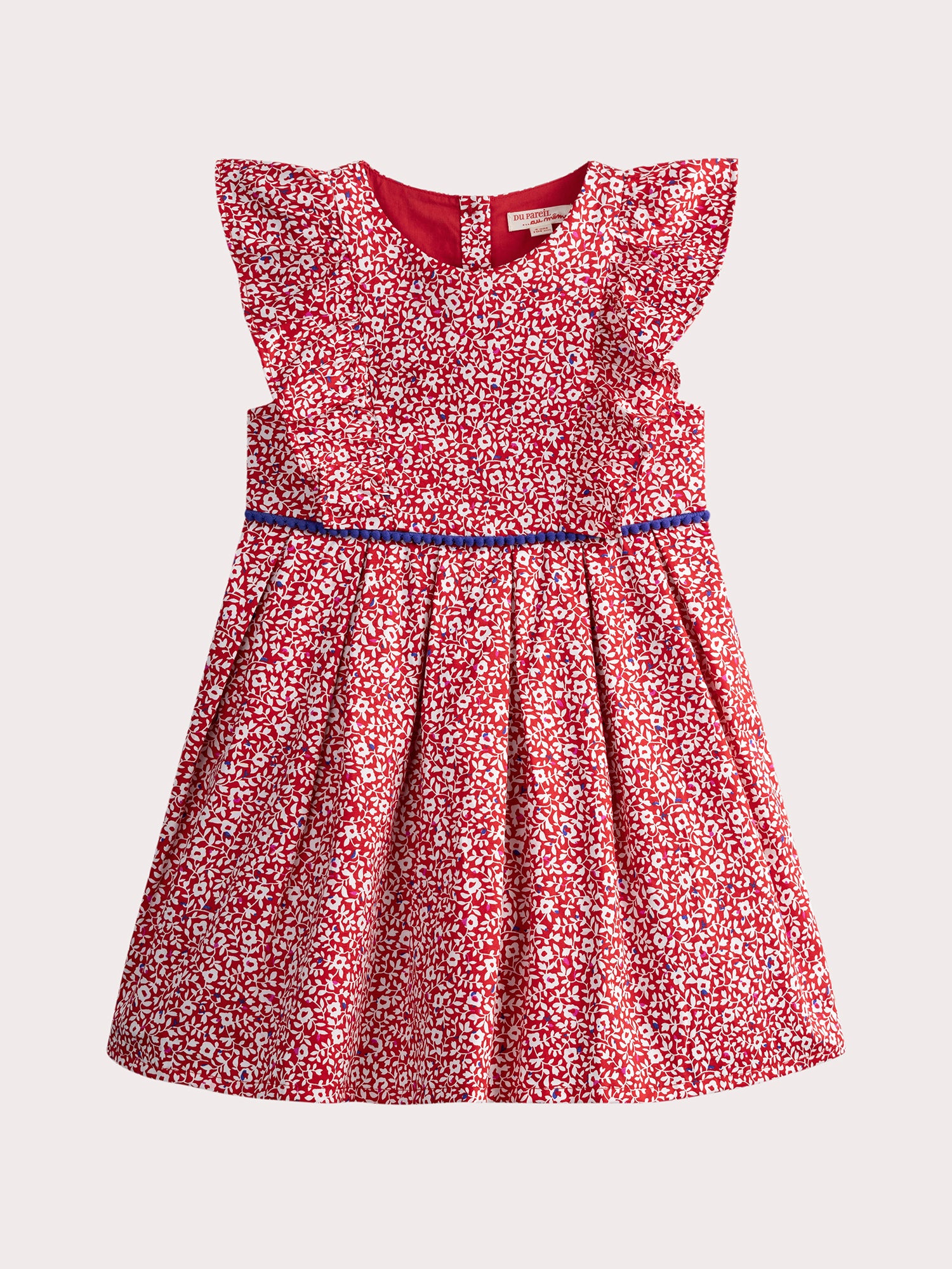 Robe rouge imprimé fleurs blanches