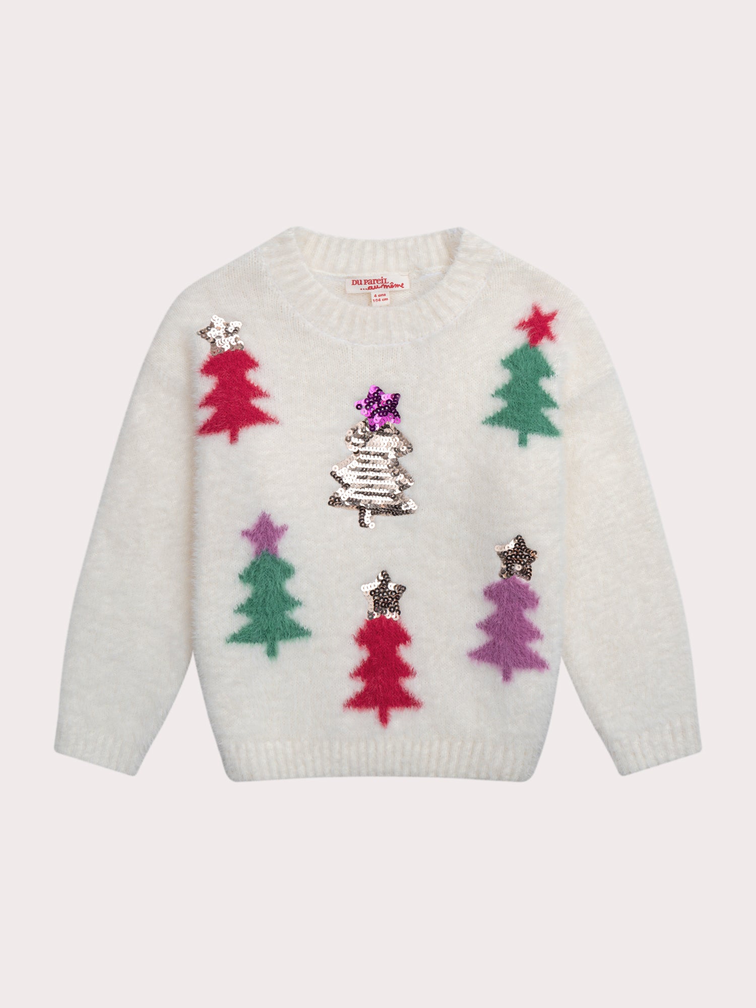 Pull Sweat Fille 4 Ans Jumping Beans Noël Scintillant - Gris/Noir Manches Longues