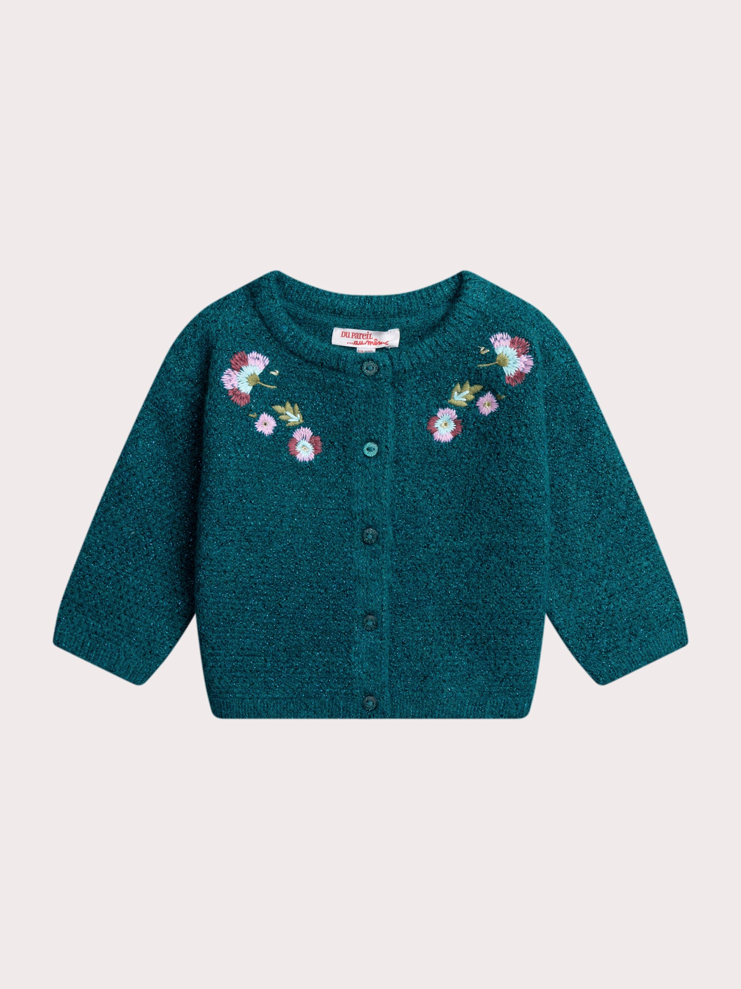Pull Cardigan Fille Justice - Taille 12, Coton Crème/bleu, Manches Longues
