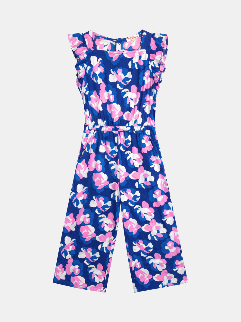 Combinaison bleue imprimé floral pour fille