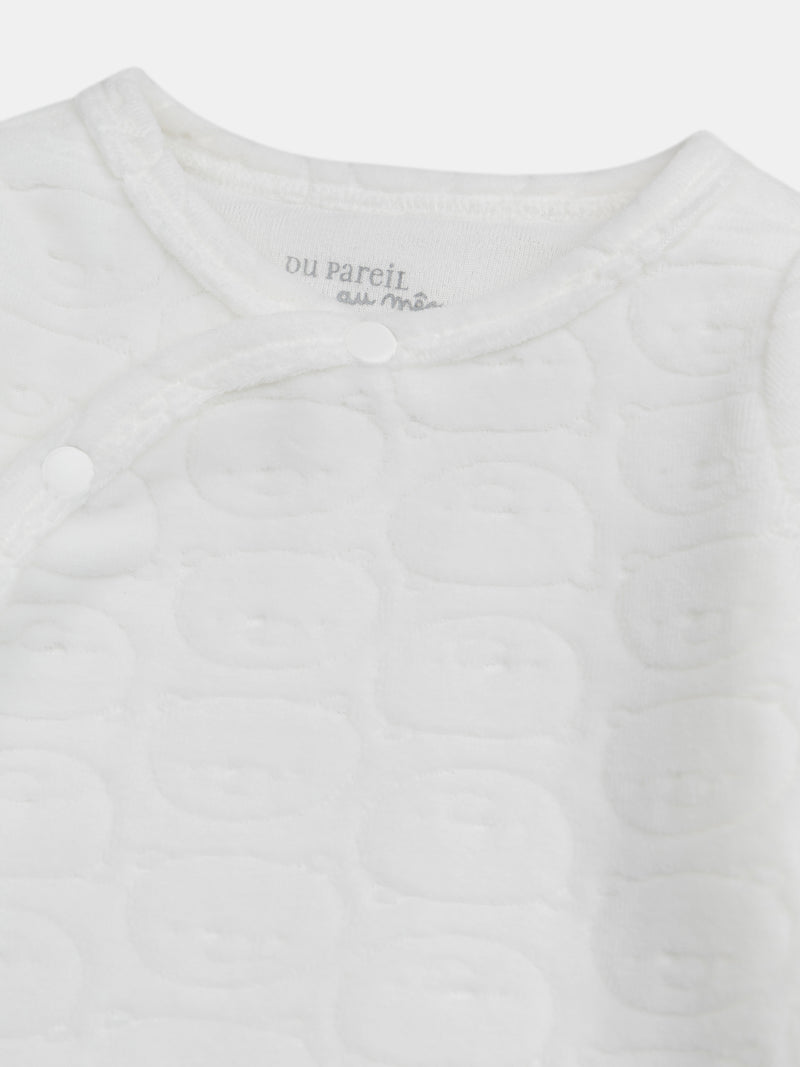 Grenouillère naissance à motif fantaisie blanc