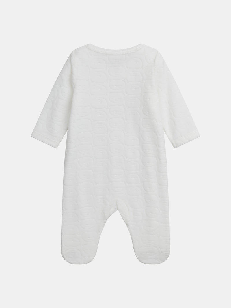 Grenouillère naissance à motif fantaisie blanc