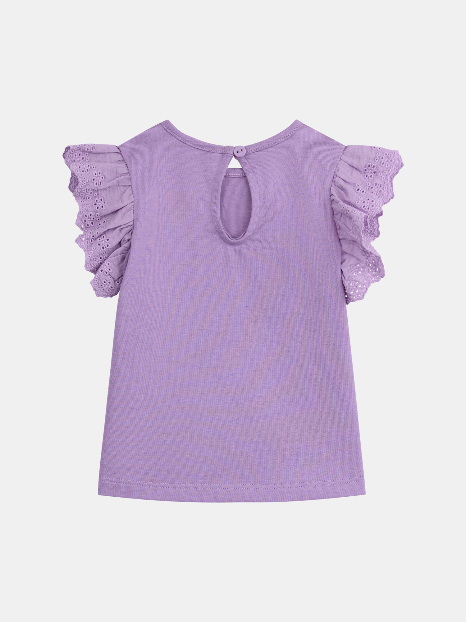 T-shirt mauve à manches volantées et brodées pour bébé fille