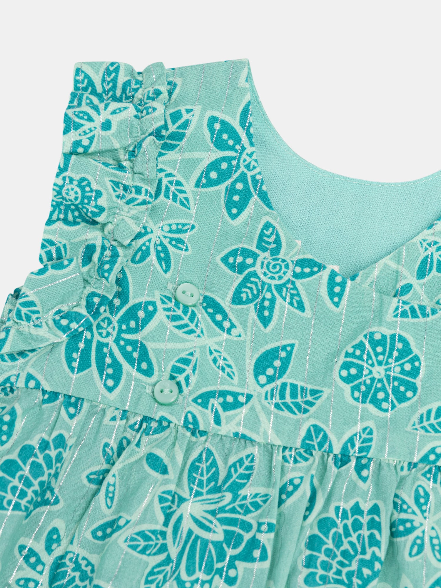 Robe vert d'eau à imprimé floral intégral pour bébé fille