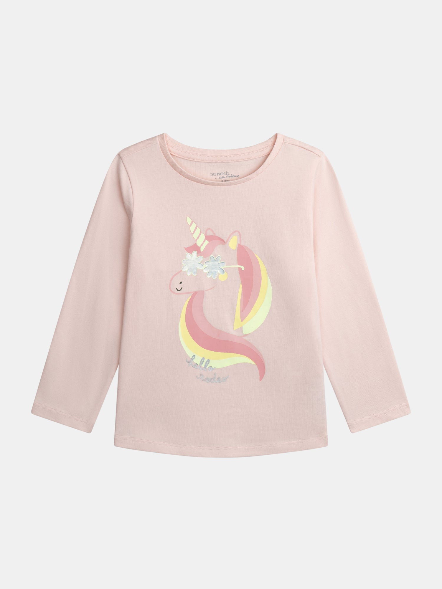 Pyjama long phosphorescent rose poudré à motif licorne pour enfant fille