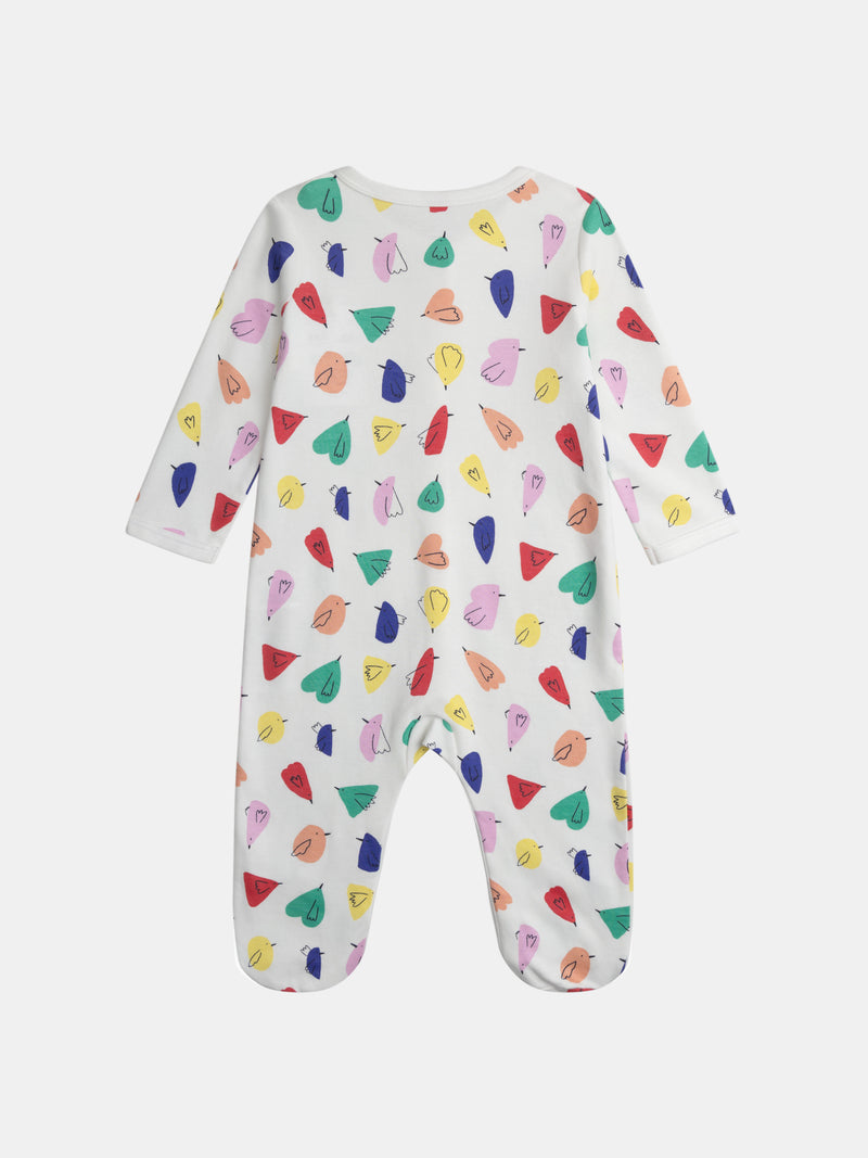 Grenouillère écrue imprimé all-over oiseaux pour bébé Fille