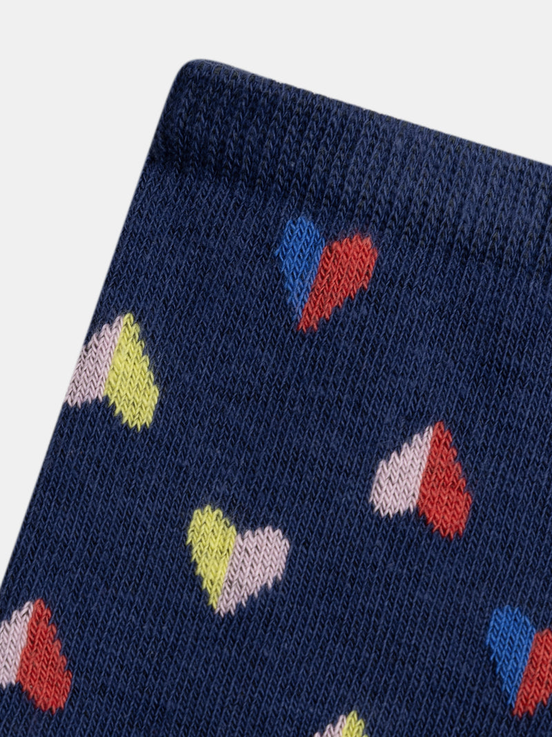Chaussettes marine à cœurs pour fille