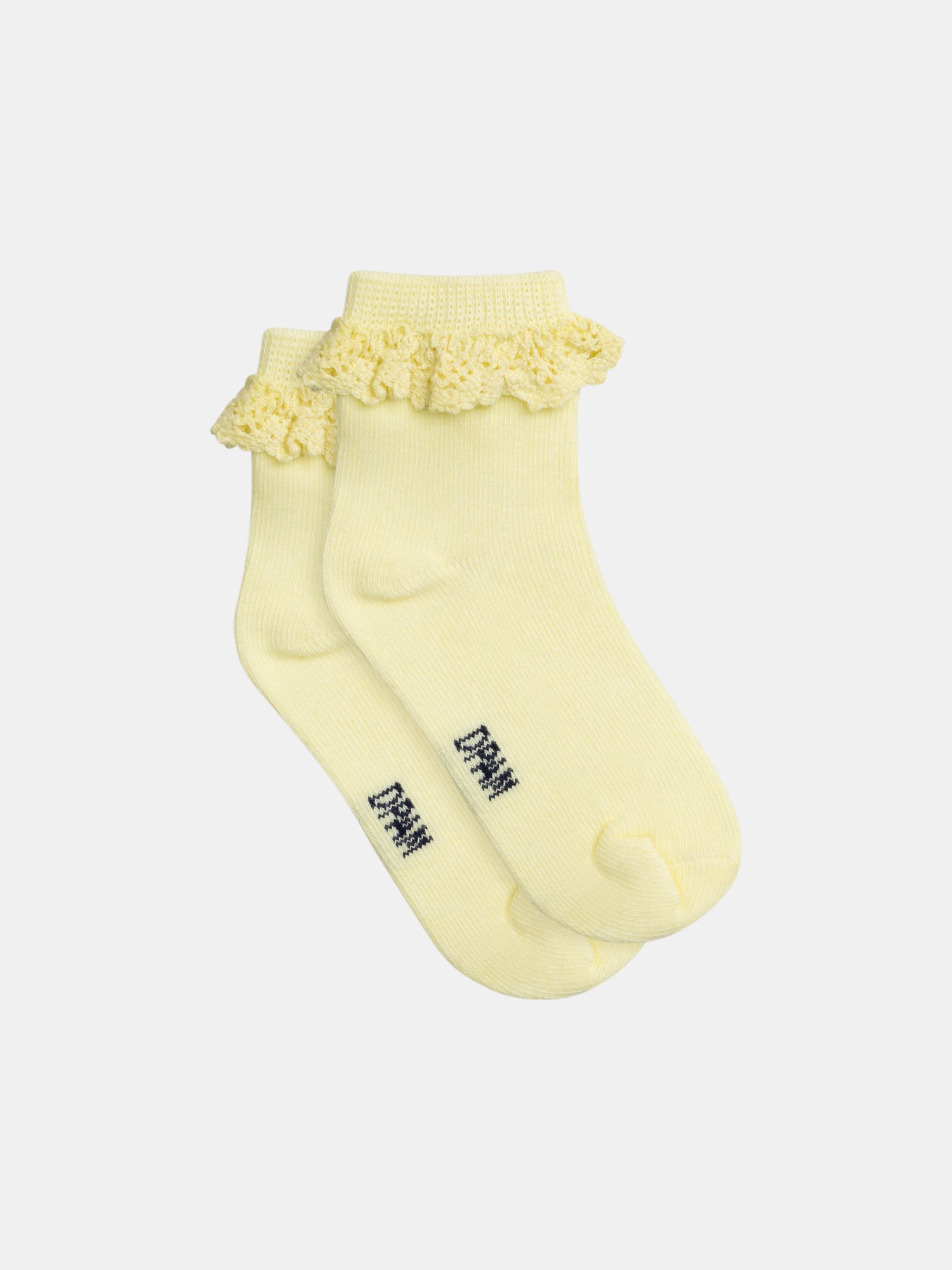 Chaussettes jaunes à dentelle pour bébé fille