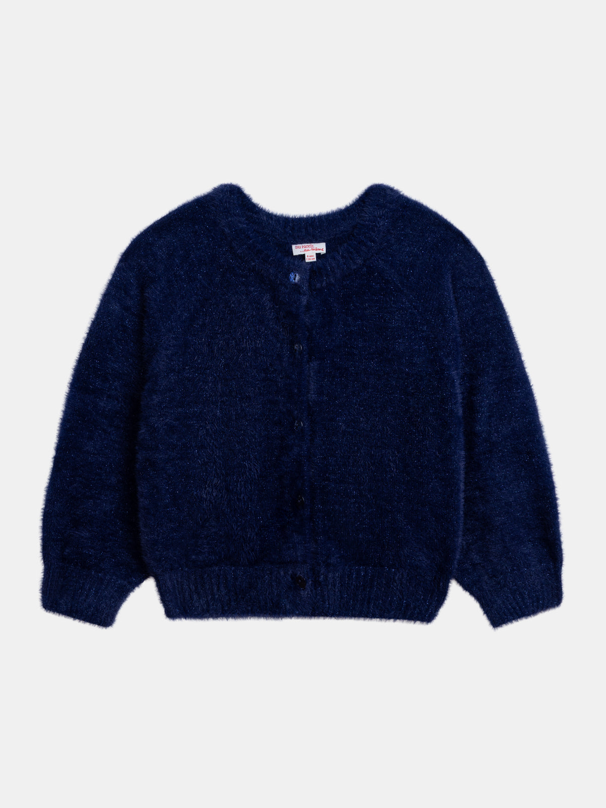 Cardigan marine en maille plume pour fille