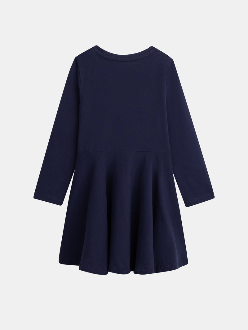Robe marine broderie coeur pour fille