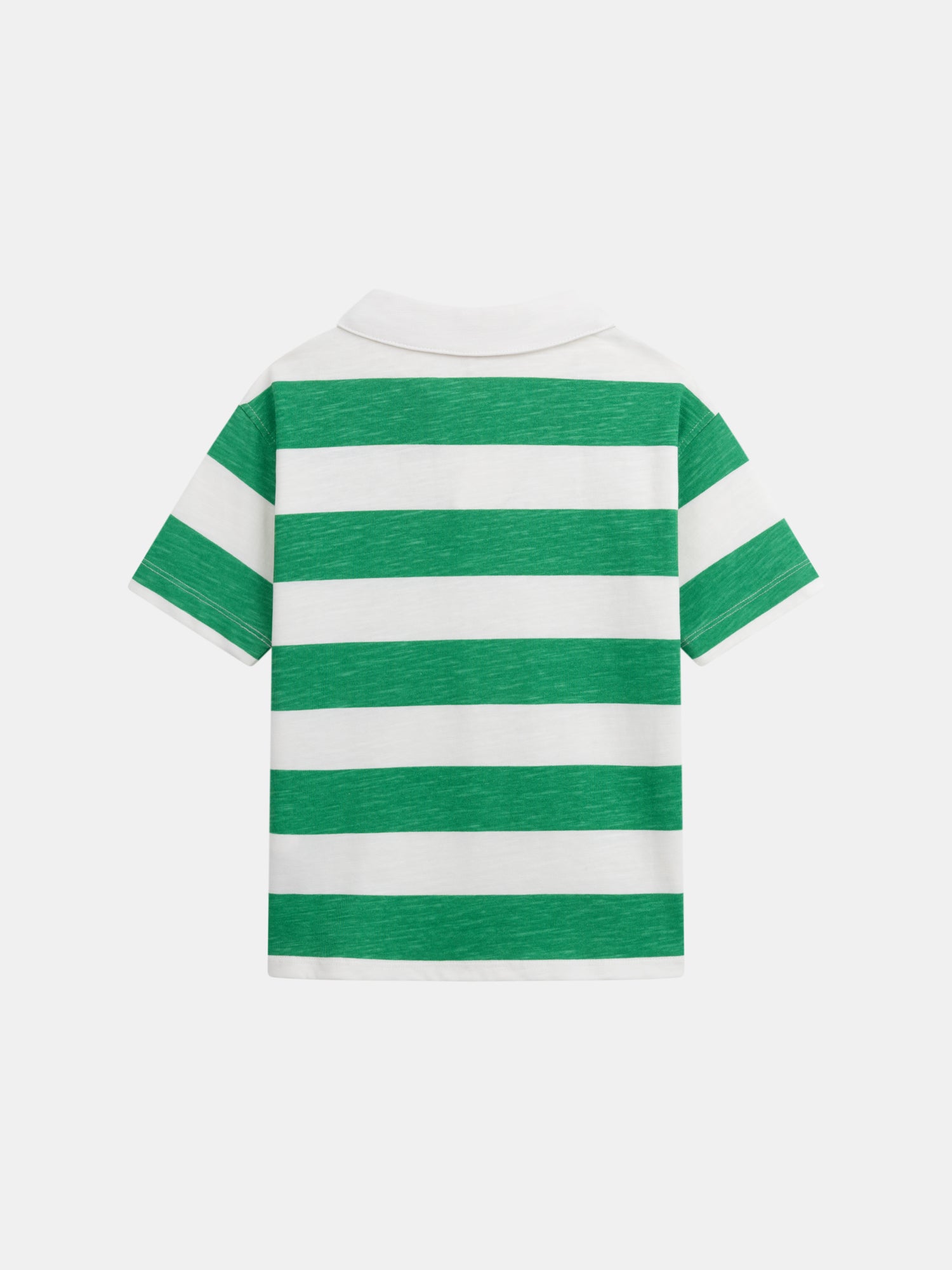 T-shirt polo écru à rayures vertes pour garçon