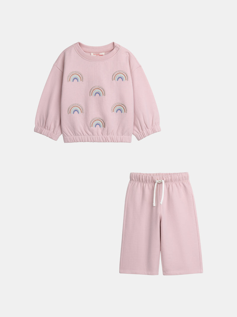 Ensemble sweat et pantalon rose "RAINBOW" pour bébé fille