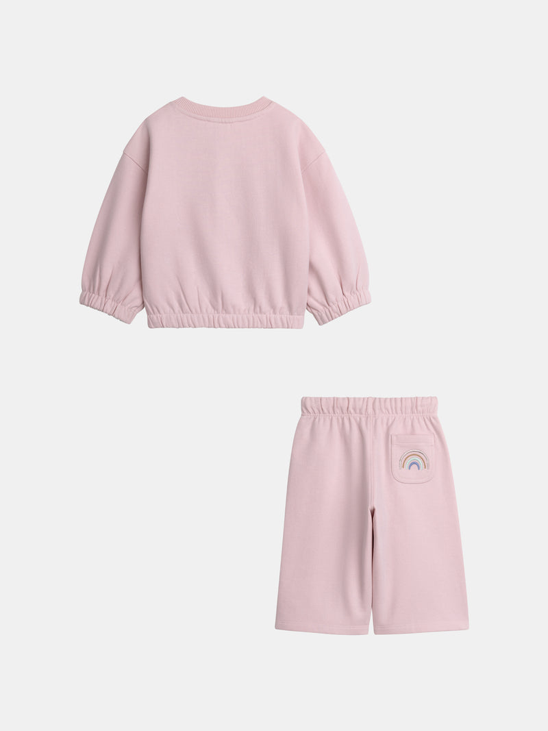 Ensemble sweat et pantalon rose "RAINBOW" pour bébé fille