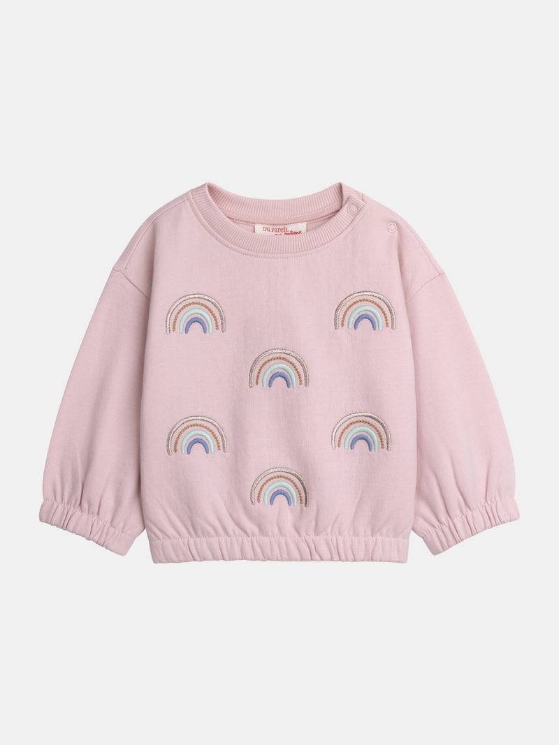 Ensemble sweat et pantalon rose "RAINBOW" pour bébé fille