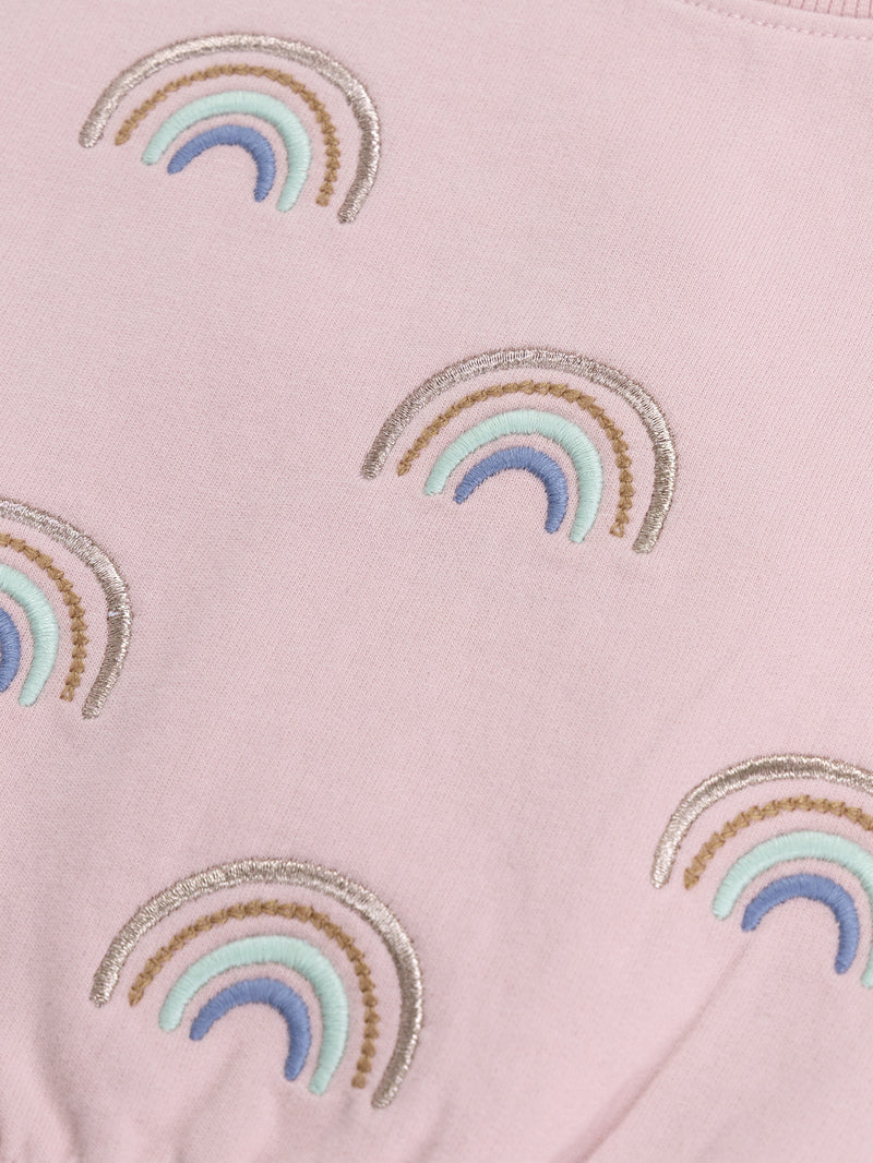 Ensemble sweat et pantalon rose "RAINBOW" pour bébé fille