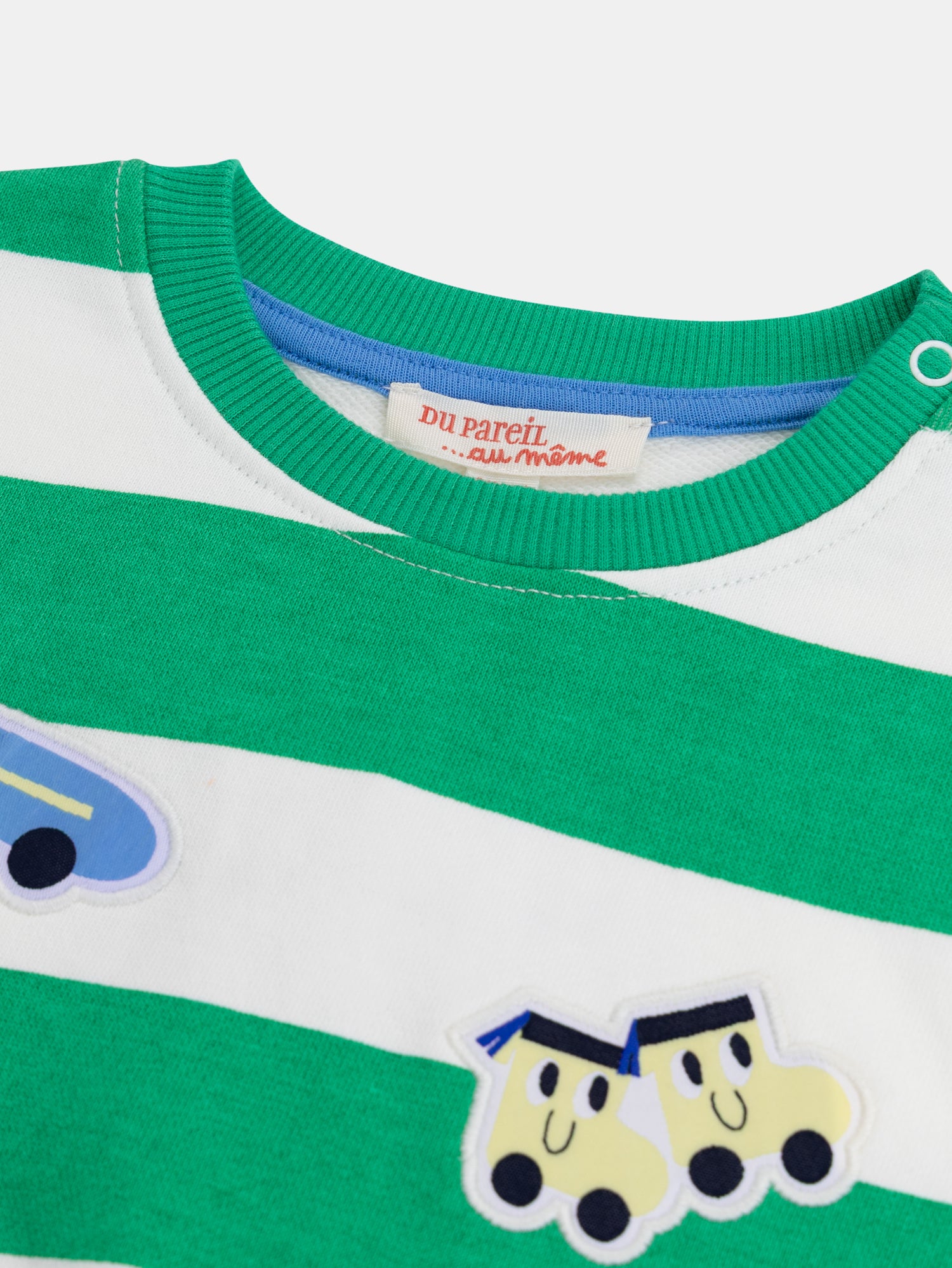 Sweat-shirt rayé "Play" Vert et Écru pour bébé garçon