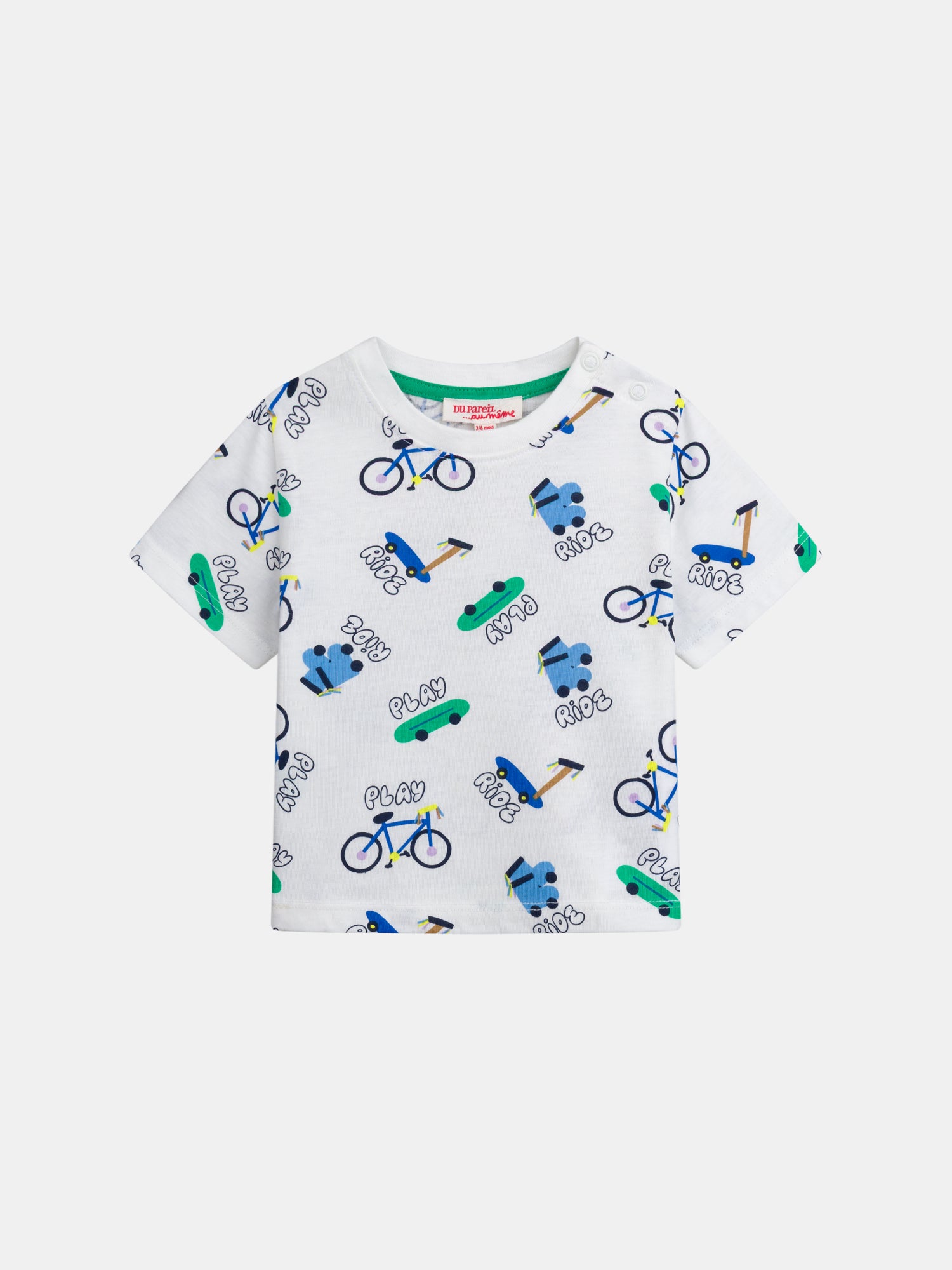 Tee-shirt écru imprimé "Ride" intégral pour bébé garçon