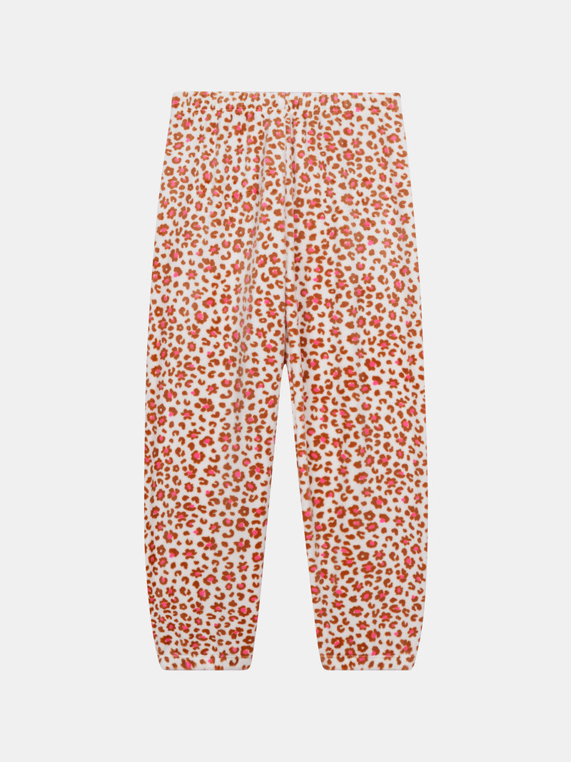 Pyjama écru et rose en velours "Cat Yoga Team" pour enfant fille