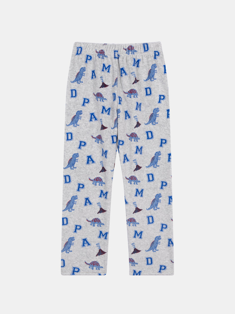 Pyjama 2 pièces en velours gris chiné "DPAM Dinosaures" pour enfant garçon