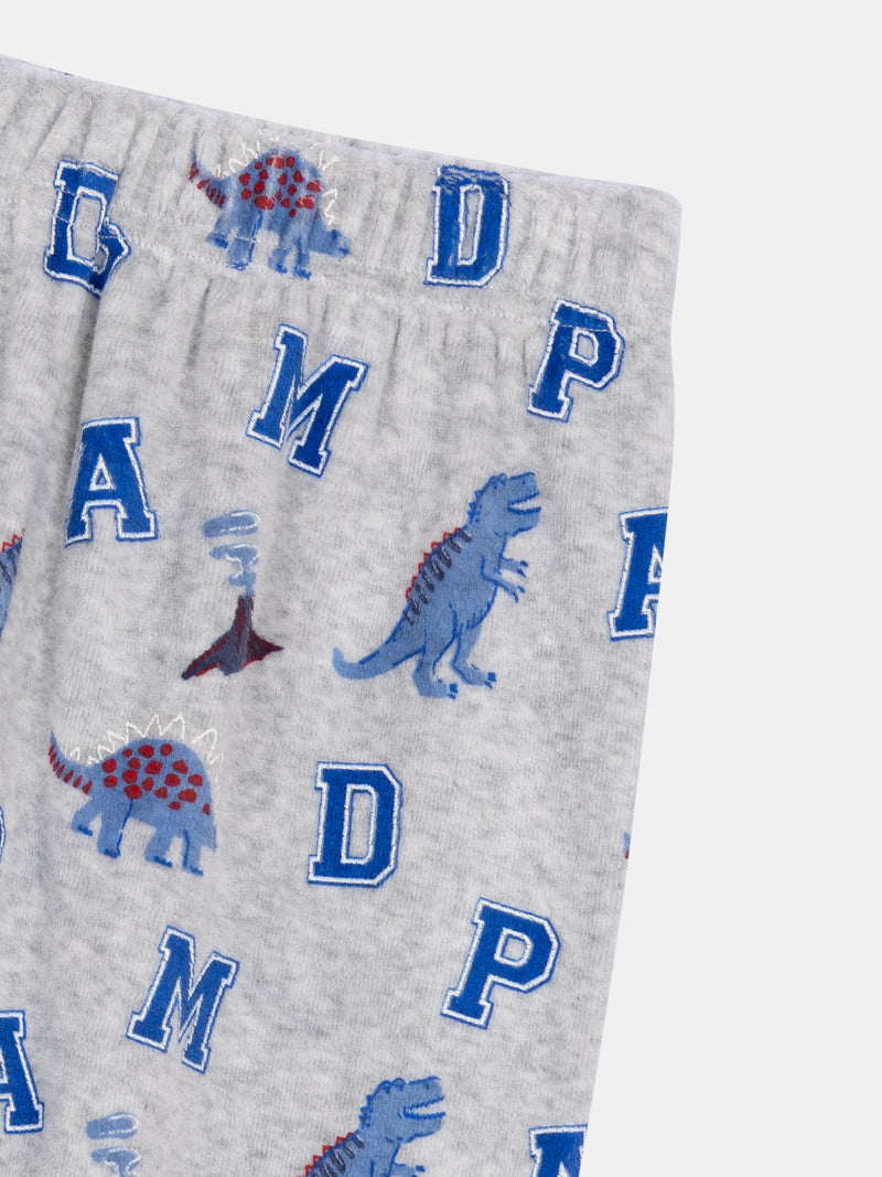Pyjama 2 pièces en velours gris chiné "DPAM Dinosaures" pour enfant garçon