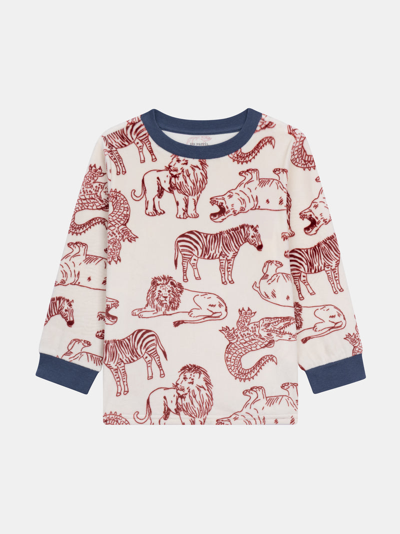 Pyjama 2 pièces en velours imprimé intégral savane pour enfant garçon