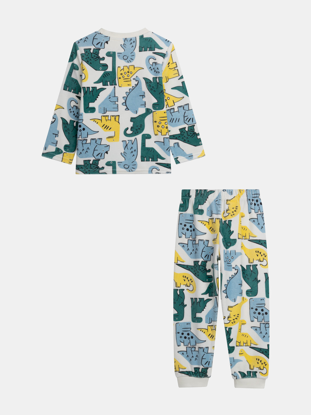 Pyjama 2 pièces en velours imprimé intégral dinosaures colorés pour enfant garçon