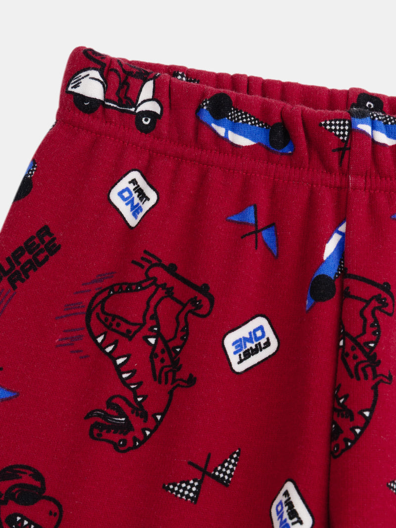 Pyjama 2 pièces en velours motif voiture de course pour enfant garçon