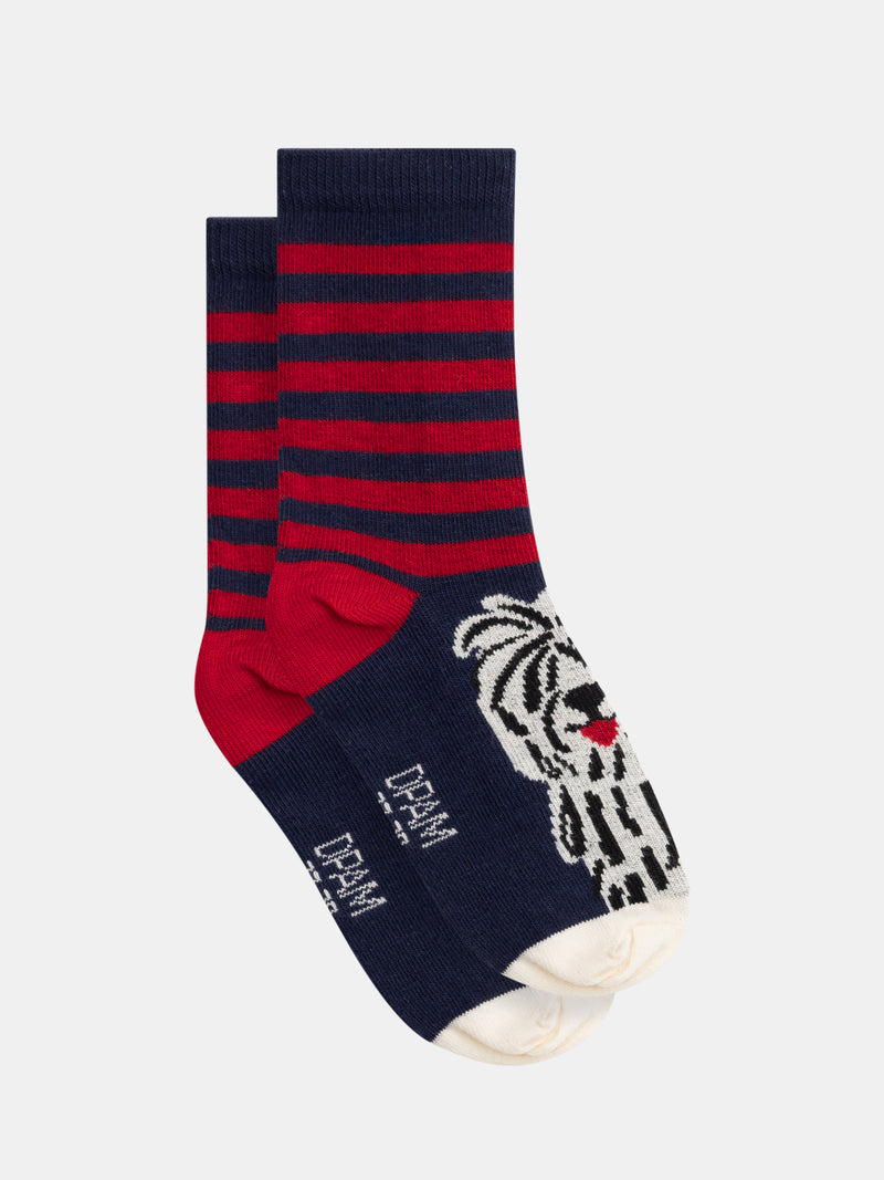 Chaussettes à rayures et motif chien pour garçon