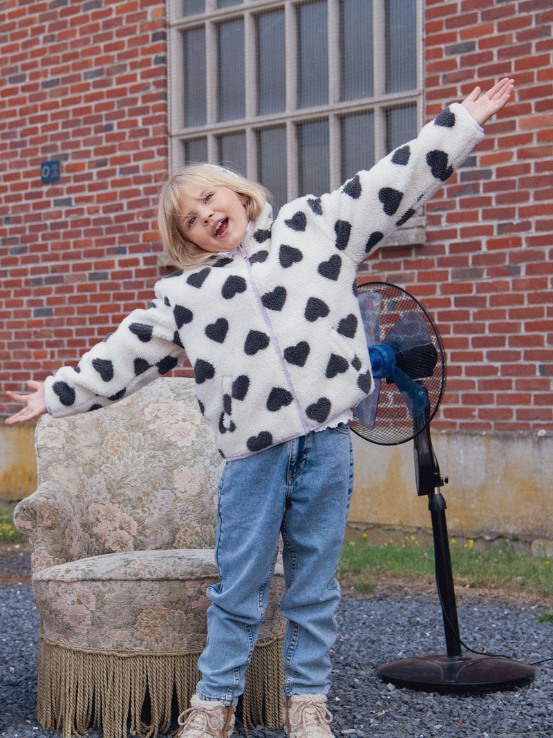 Blouson réversible imprimé coeur pour fille