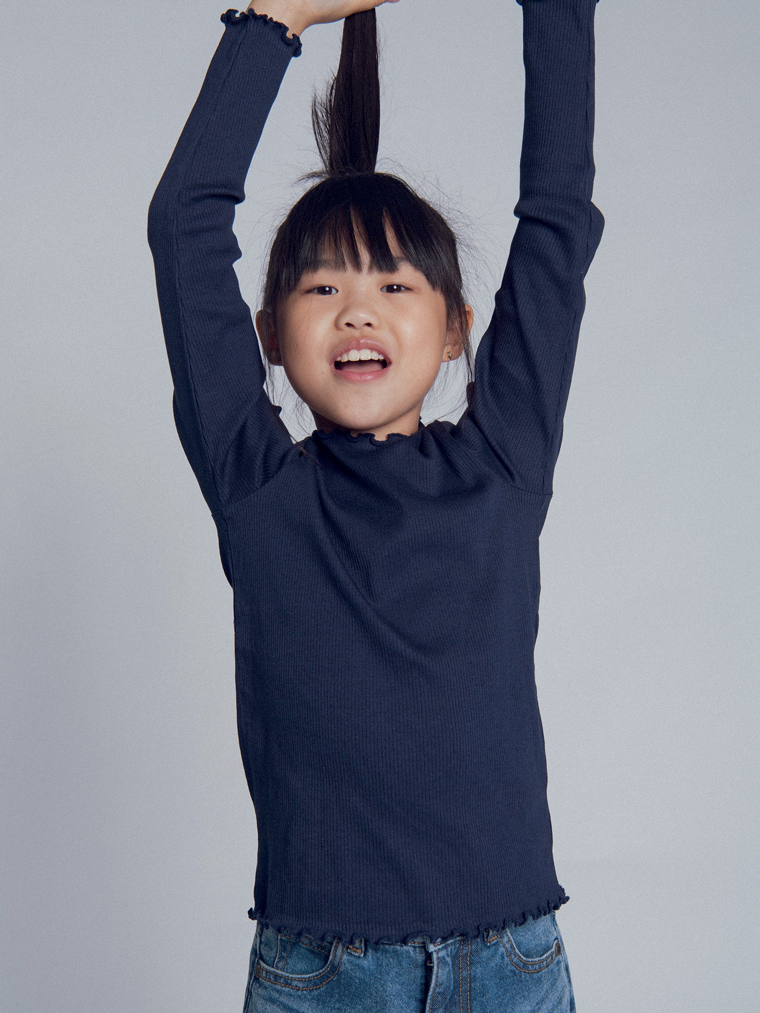 T-shirt marine à manches longues pour fille