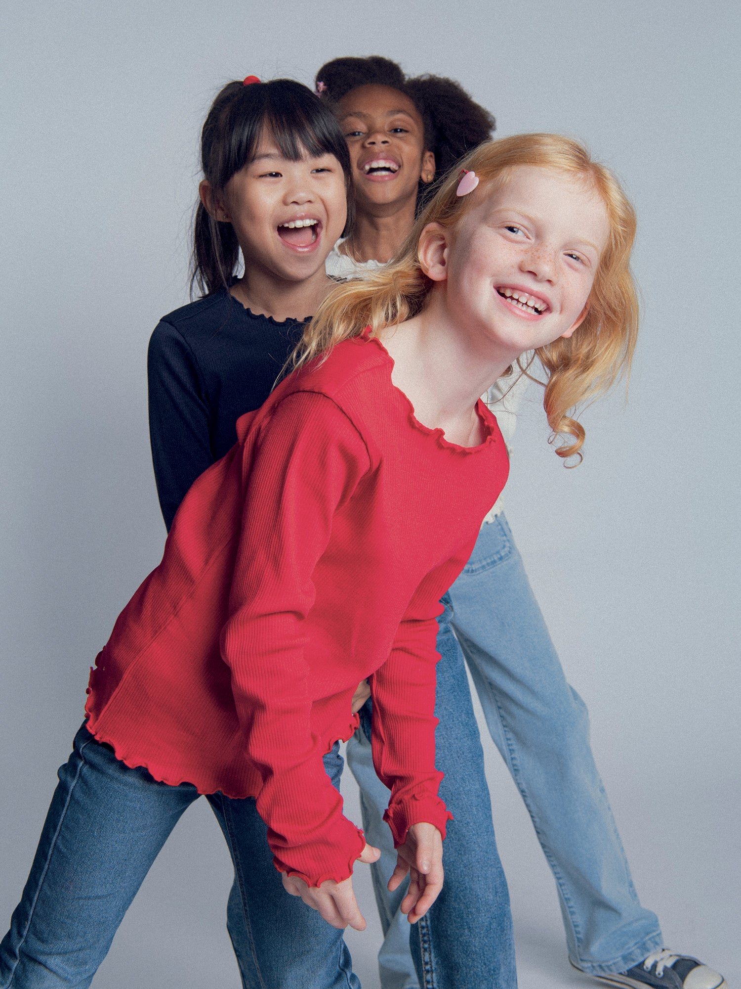 T-shirt rouge à manches longues pour fille