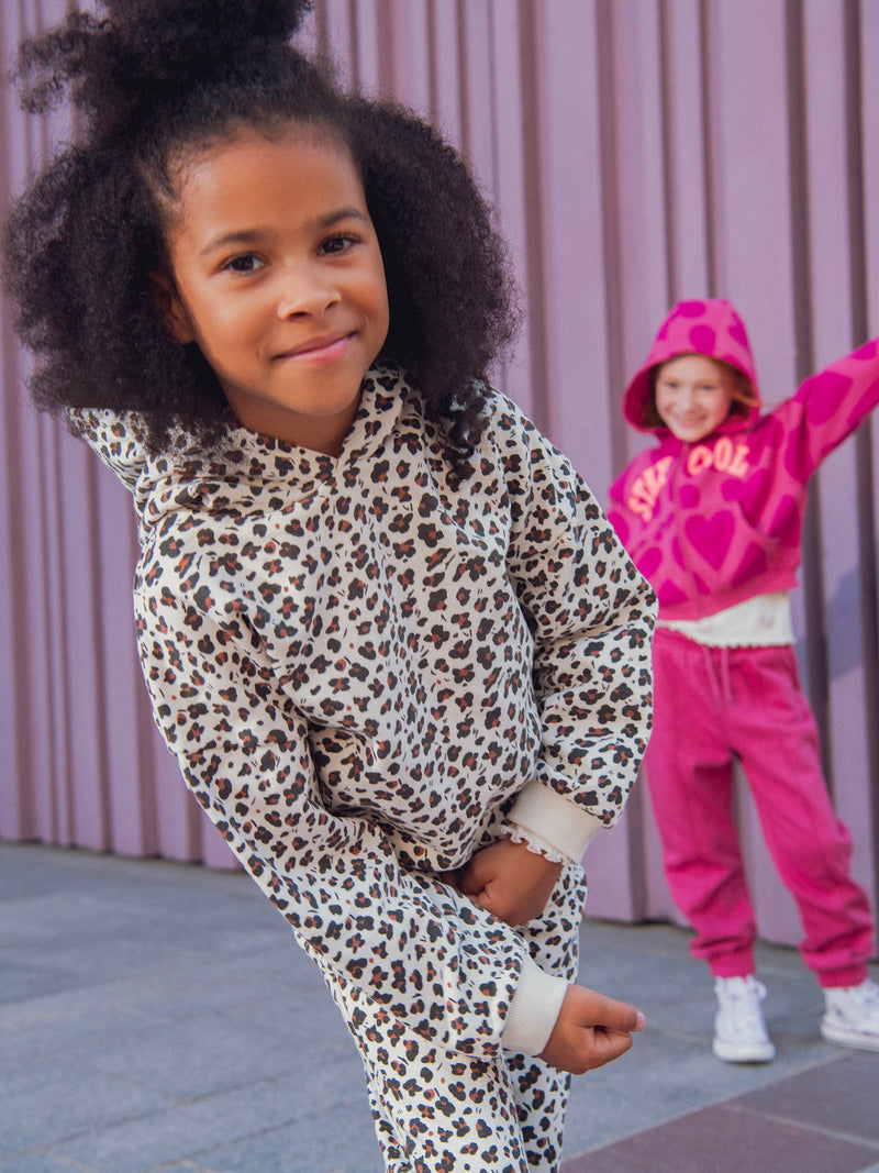 Haut de jogging beige a imprimé animal pour fille