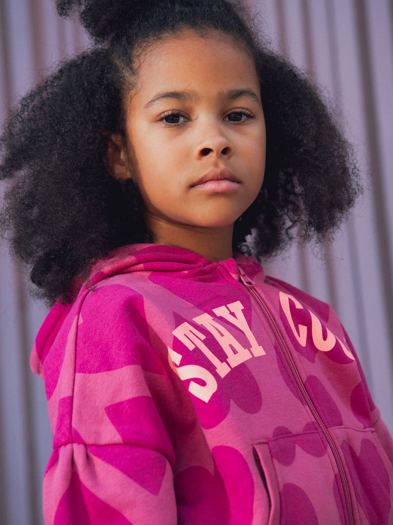 Haut de jogging rose imprimé coeur pour fille