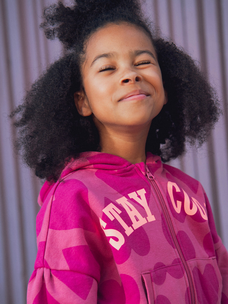 Haut de jogging rose imprimé coeur pour fille