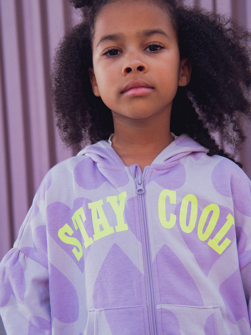 Haut de jogging violet imprimé coeur pour fille