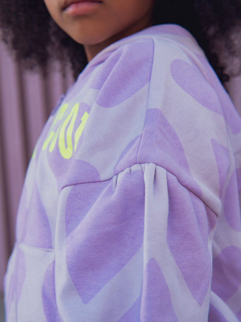 Haut de jogging violet imprimé coeur pour fille