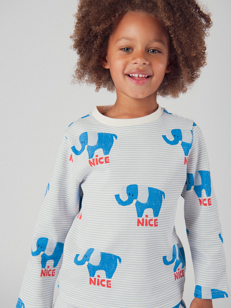 Pyjama 2 pièces à rayures et éléphants "NICE" pour bébé garçon
