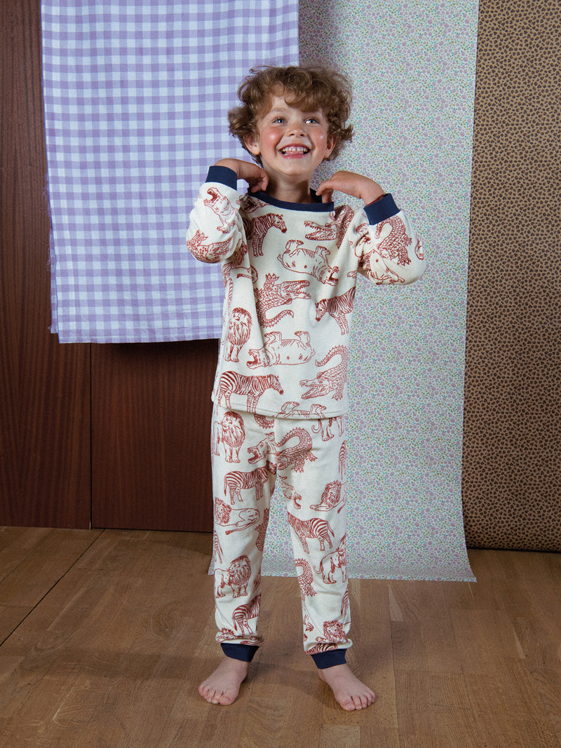 Pyjama 2 pièces en velours imprimé intégral savane pour enfant garçon