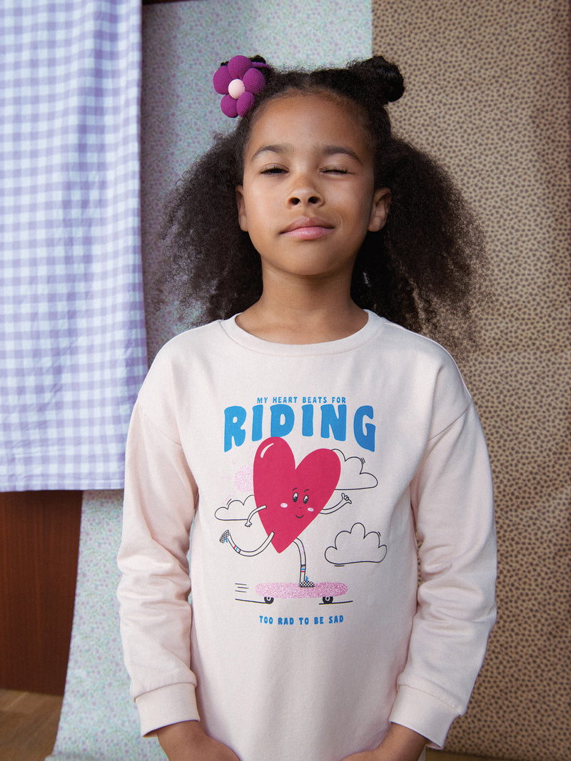 Pyjama rose en molleton gratté "My Heart Beats for Riding" pour enfant fille