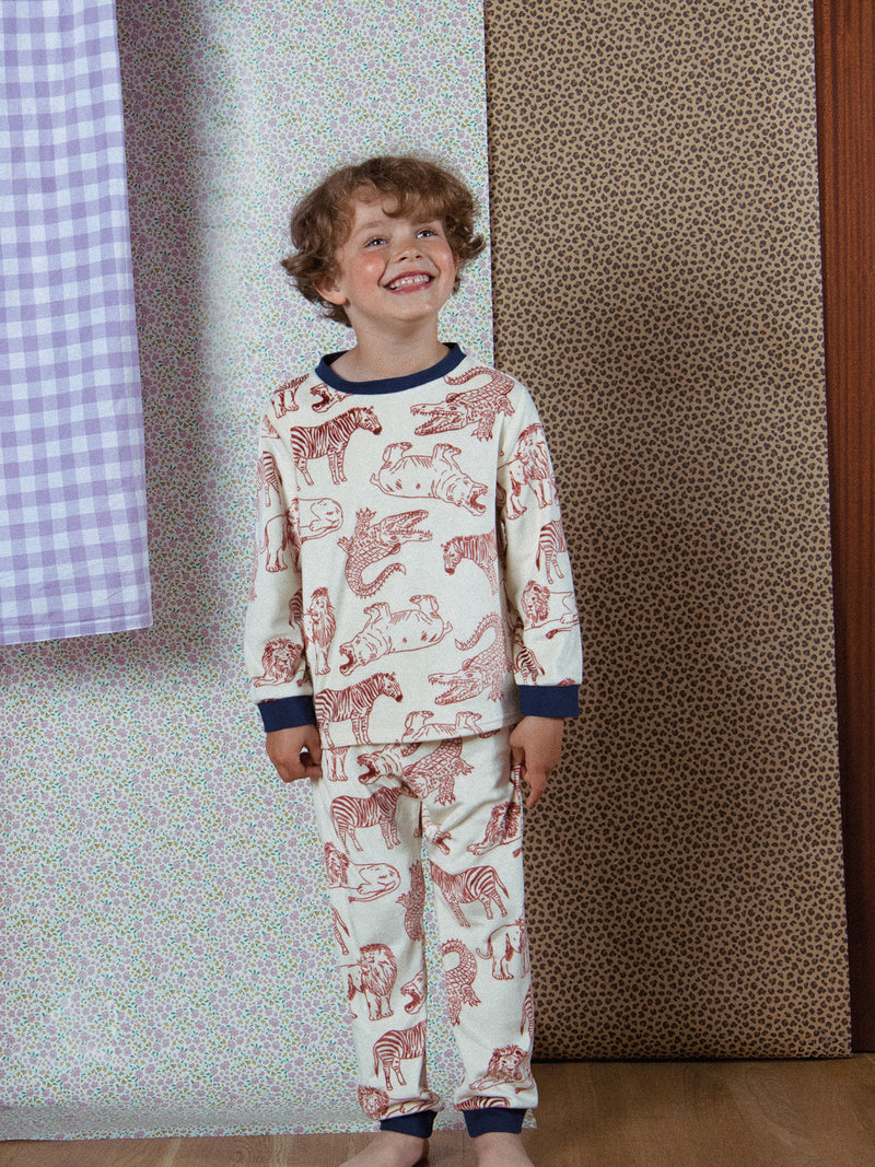 Pyjama 2 pièces en velours imprimé intégral savane pour enfant garçon