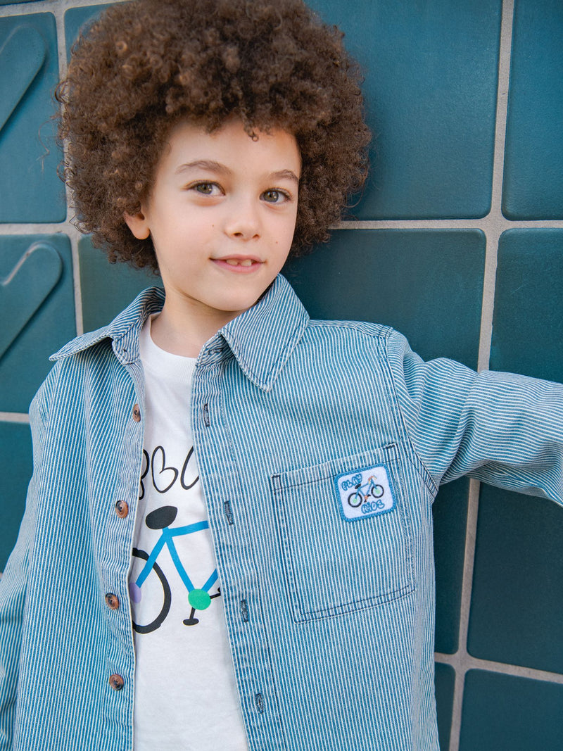 Chemise en denim à rayures bleues et blanches pour garçon