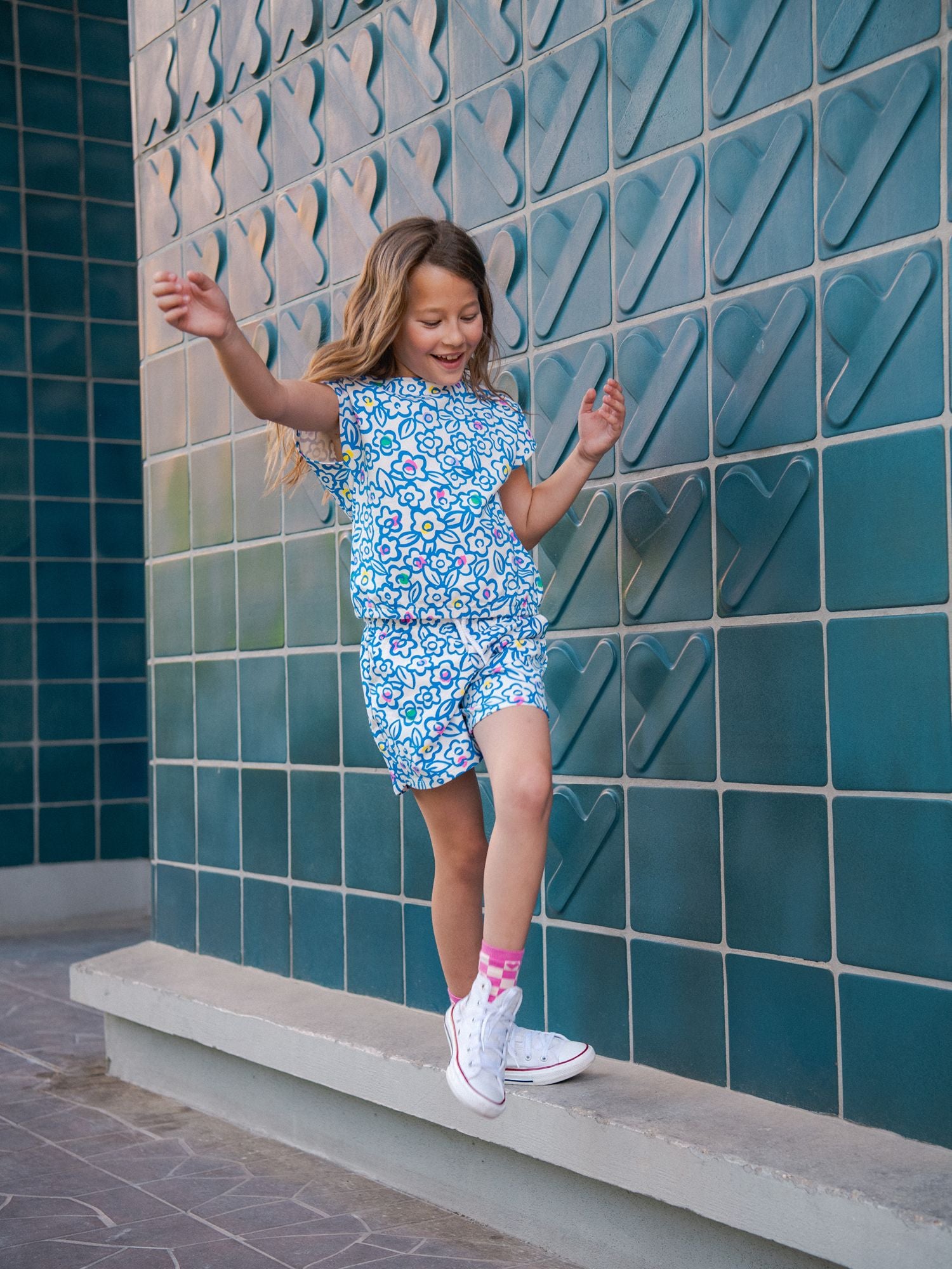T-shirt écru à imprimé floral pour fille