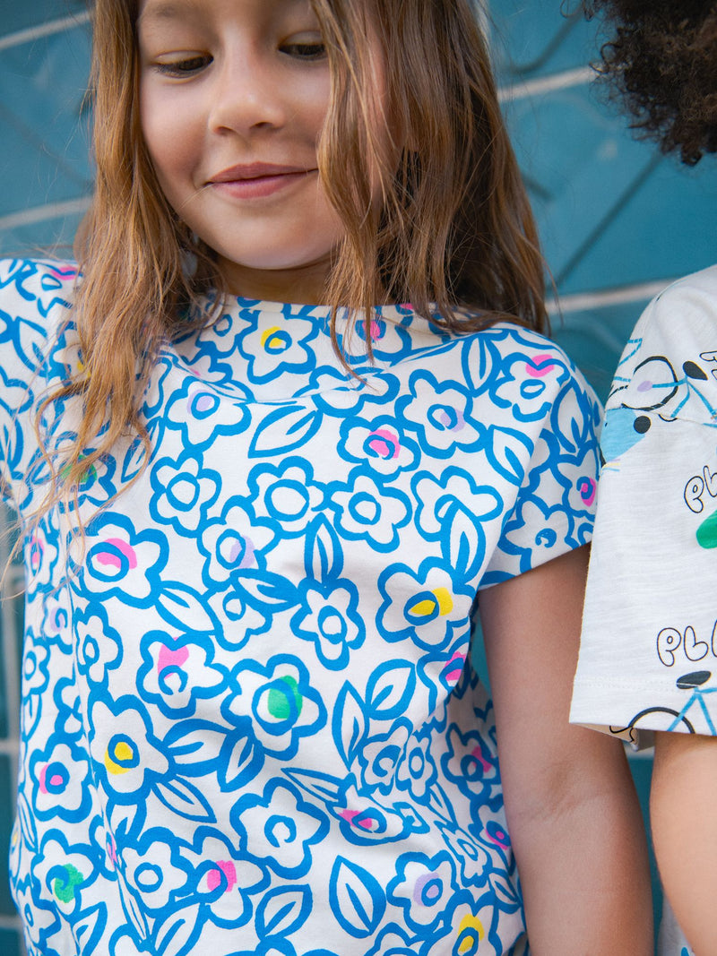 T-shirt écru à imprimé floral pour fille