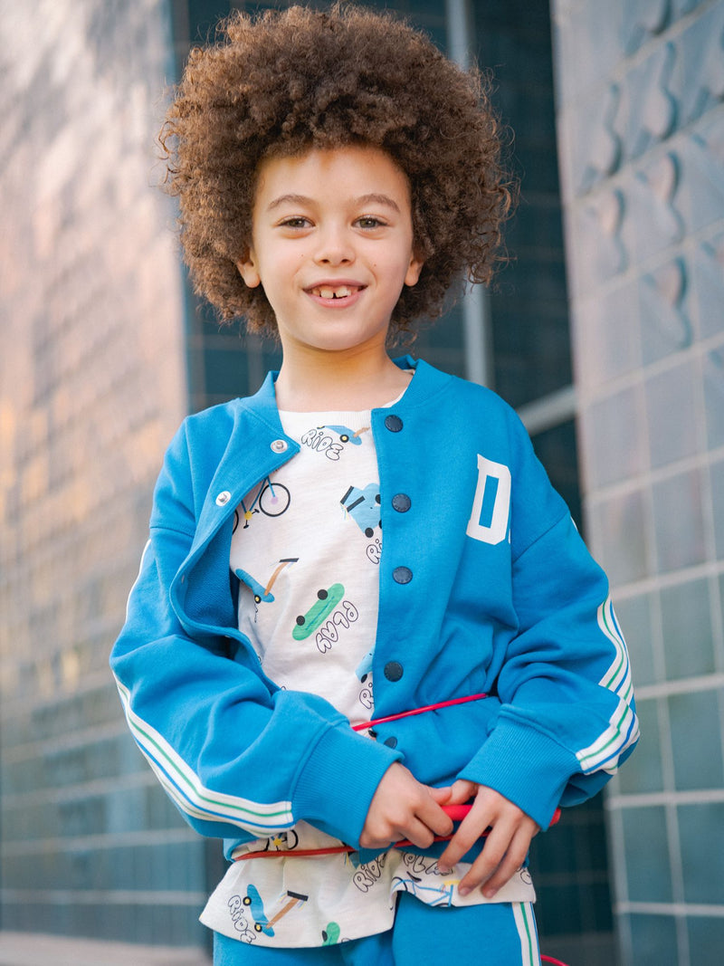 Teddy bleu à bandes fantaisies pour garçon