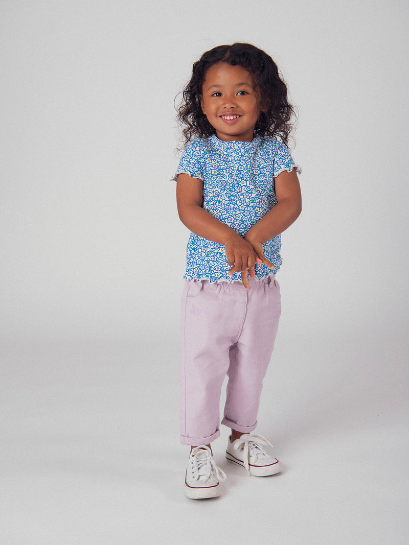 Tee-shirt à fleurs bleu pour bébé fille