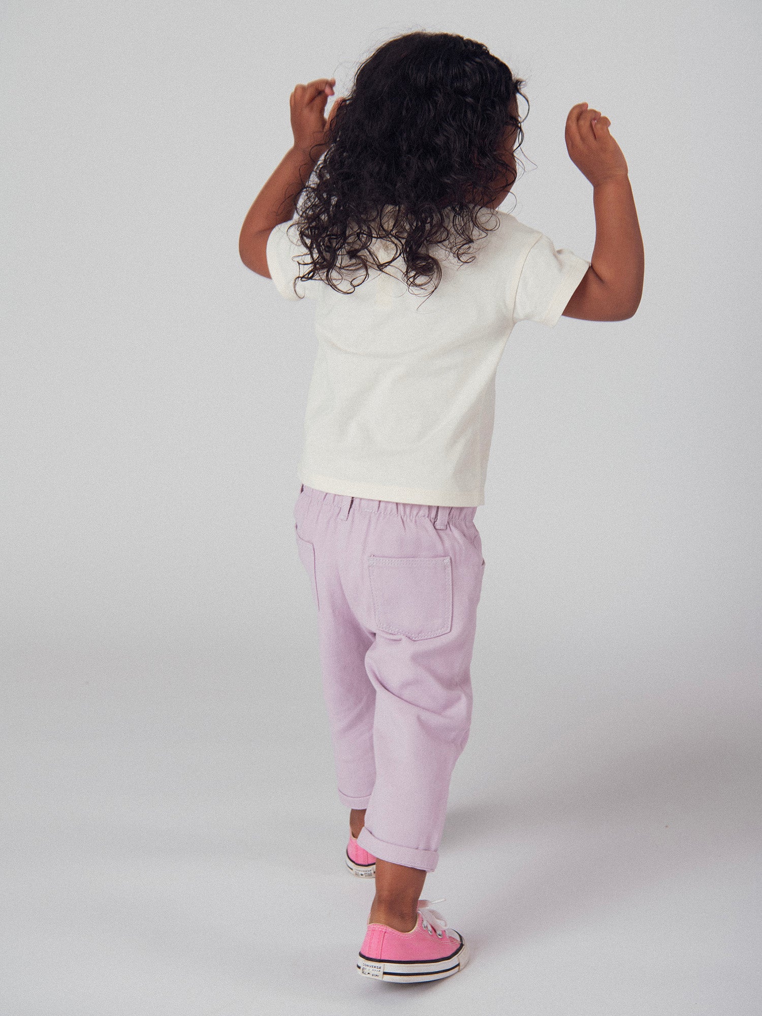 Pantalon rose parme en twill pour bébé fille