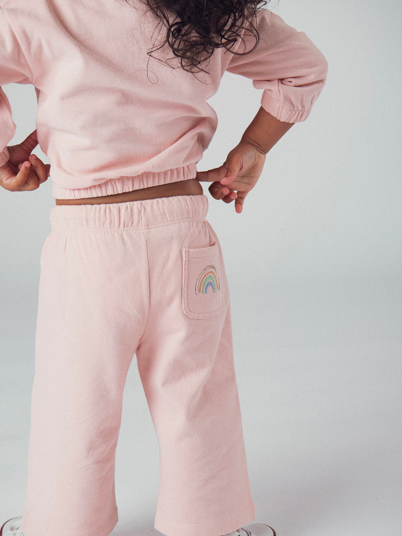 Ensemble sweat et pantalon rose "RAINBOW" pour bébé fille