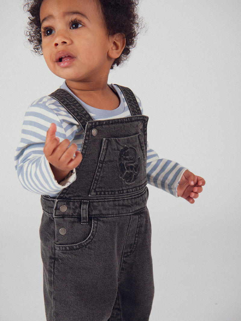 Salopette en jean gris "Dinosaure" pour bébé garçon