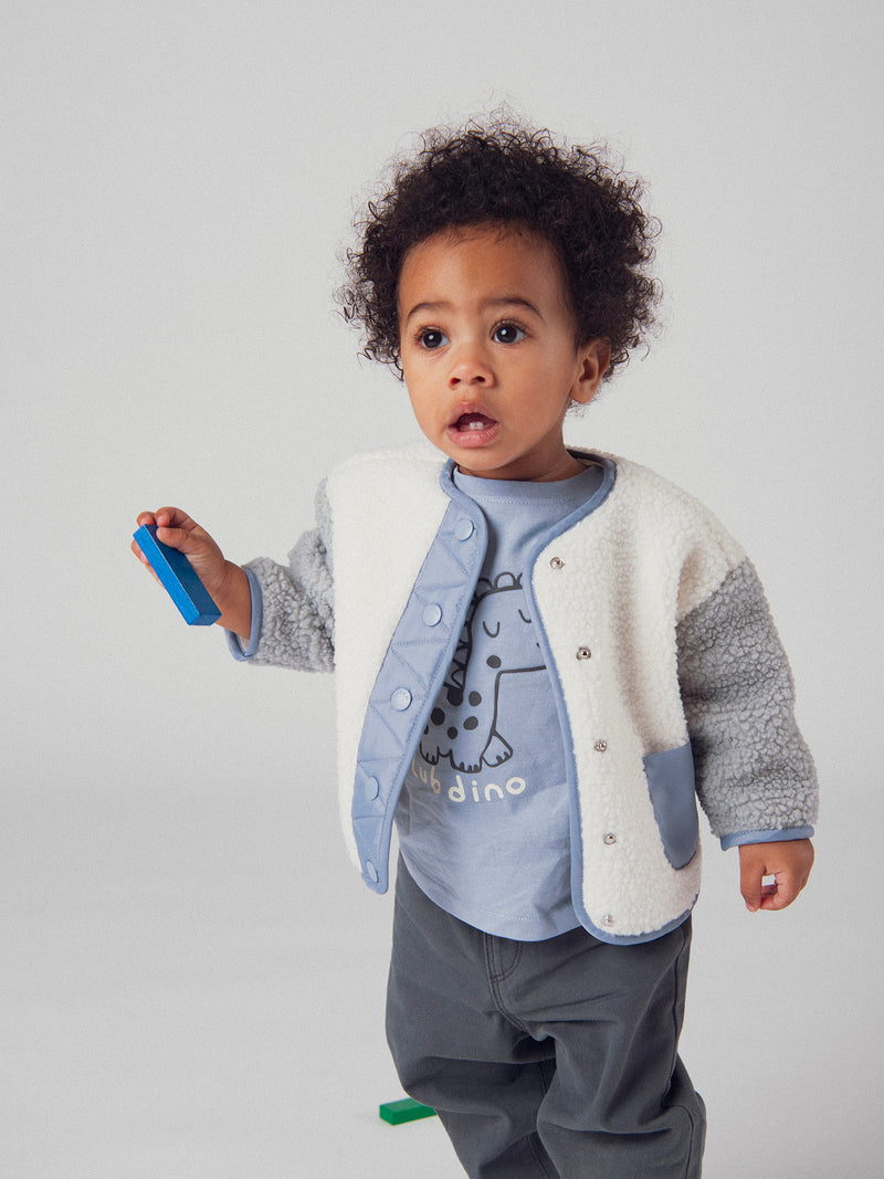 Cardigan moelleux bicolore "Dinosaure" pour bébé garçon